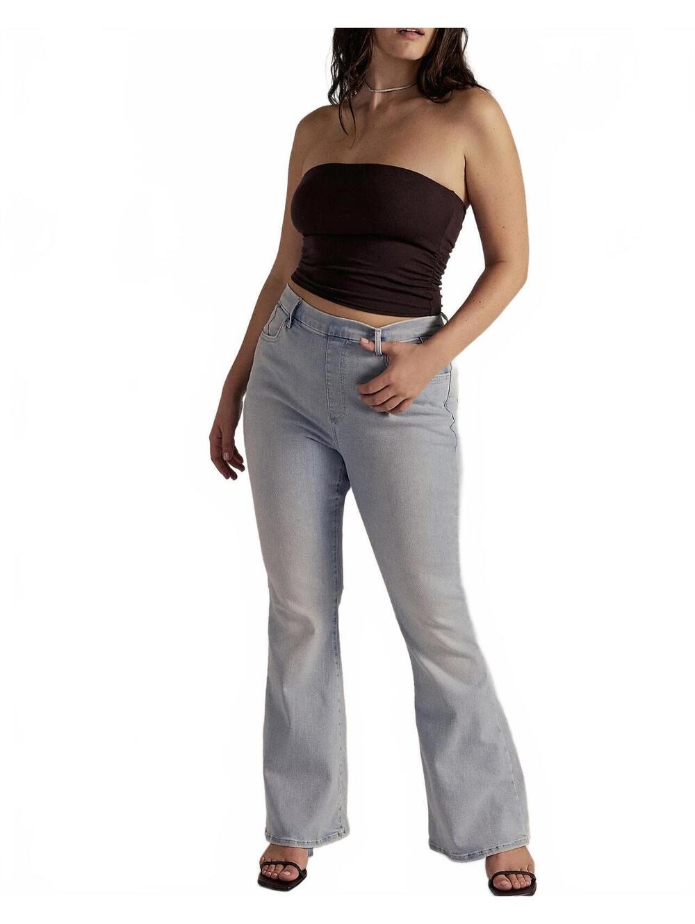Free People We The Free CRVY Infinite Stretch Pull-On Flare Jeans NWT Daybreak L